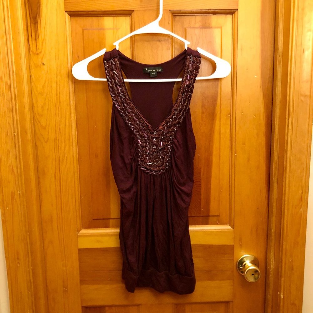 Forever21, Purple, Beaded, Tank Top - Small